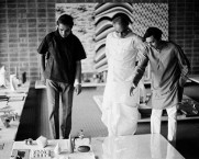 Graphics seminar, (L-R) Unidentified,Helena Perheentupa, H. Kumar Vyas, Mahendra C Patel, 1969| From Head, Hand & Heart - H.Kumar Vyas |Exhibition print | Image courtesy: NID Archives